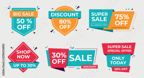Cuadro en lienzo Sale banners with percentage discounts and promotional text vector illustration