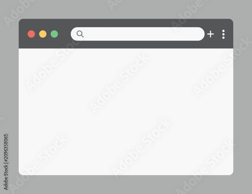 Quadro su tela Browser window with search bar and controls flat vector illustration interface