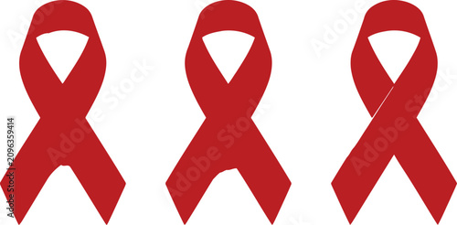 Set of three red awareness ribbons for health campaigns with non profit awareness campaign solidarity healthcare medicine prevention consciousness community charitable international
