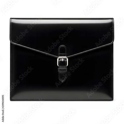 Black folder with metal buckle closure