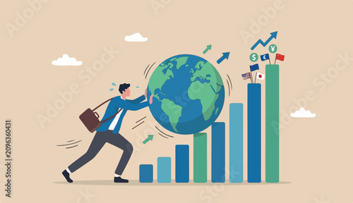 Fotografía Pushing world economic forward, international investment growth company success
