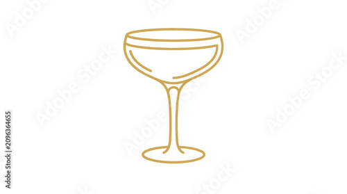 Hand-drawn golden coupe glass illustration on a white background