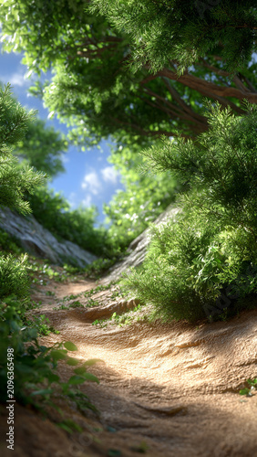 A path in a summer forest among trees