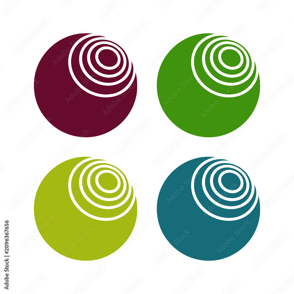 Fototapeta premium set of lawn ball design vector icon flat isolated illustration