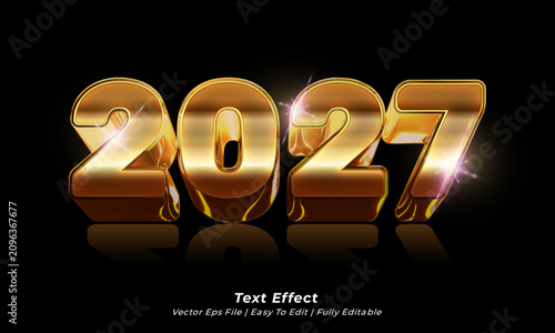 2027 Luxury Golden 3D Text Effect Template – Premium Editable Typography