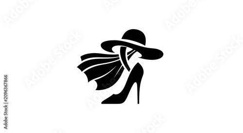 Slika na platnu Stylish woman in high heels with set against white background silhouette woman w
