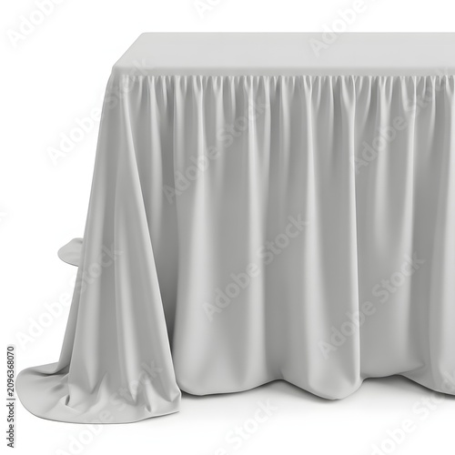 Modern gray pleated tablecloth on dining table