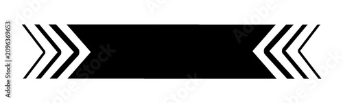 Black horizontal chevron banner graphic design element isolated on a clean white background layout