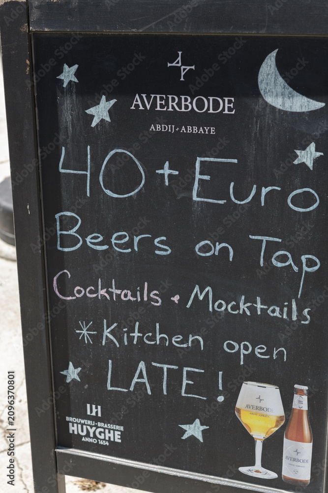 Obraz premium sidewalk chalkboard sign with Averbode brewery branding in Toronto