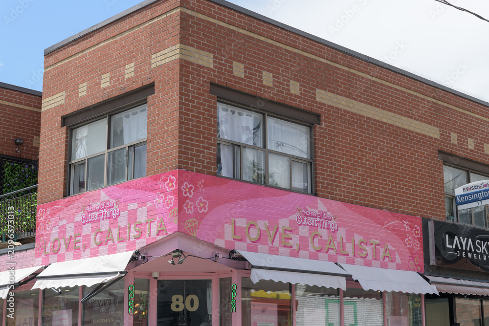 Obraz premium exterior building facade and sign of Love, Calista, a jewelry store, located at 80 Kensington Av, Toronto