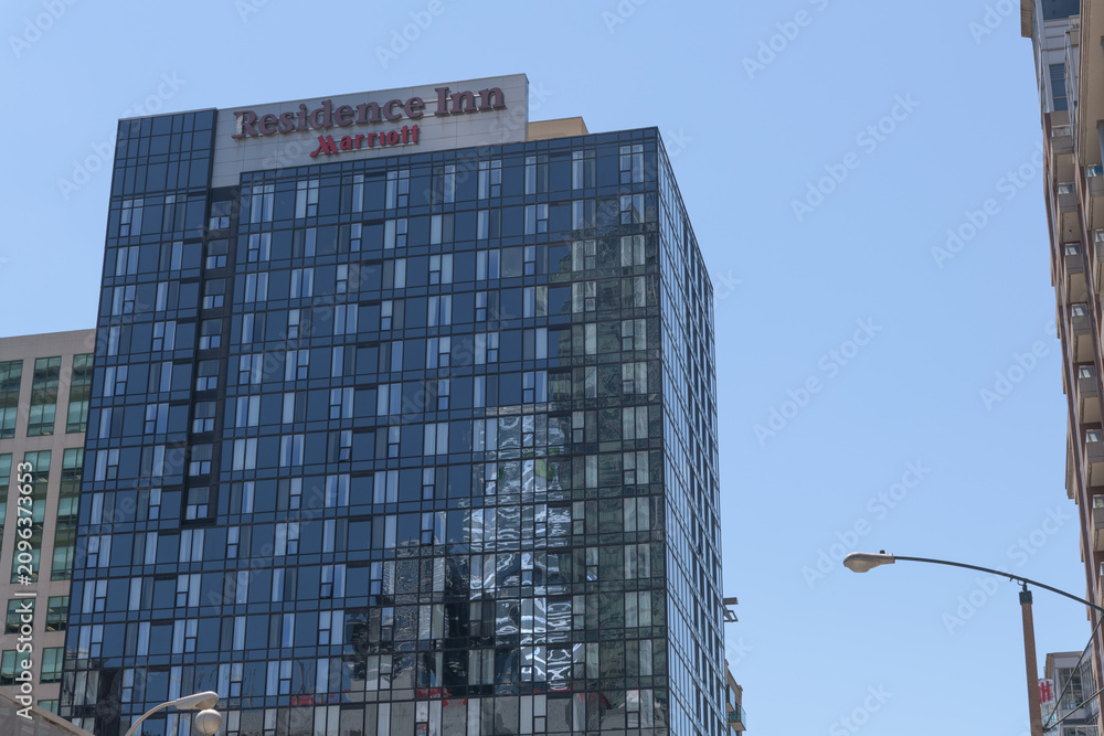 Obraz premium exterior building and sign of Residence Inn by Marriott located at 255 Wellington St W, Toronto