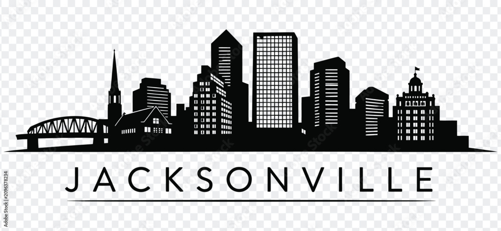 Fototapeta premium Jacksonville florida city skyline silhouette vector illustration
