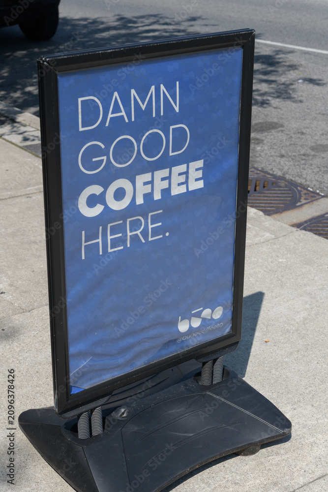 Obraz premium sidewalk poster sign of Buno Coffee (St Clair W) shop located at 136 Lauder Av, Toronto