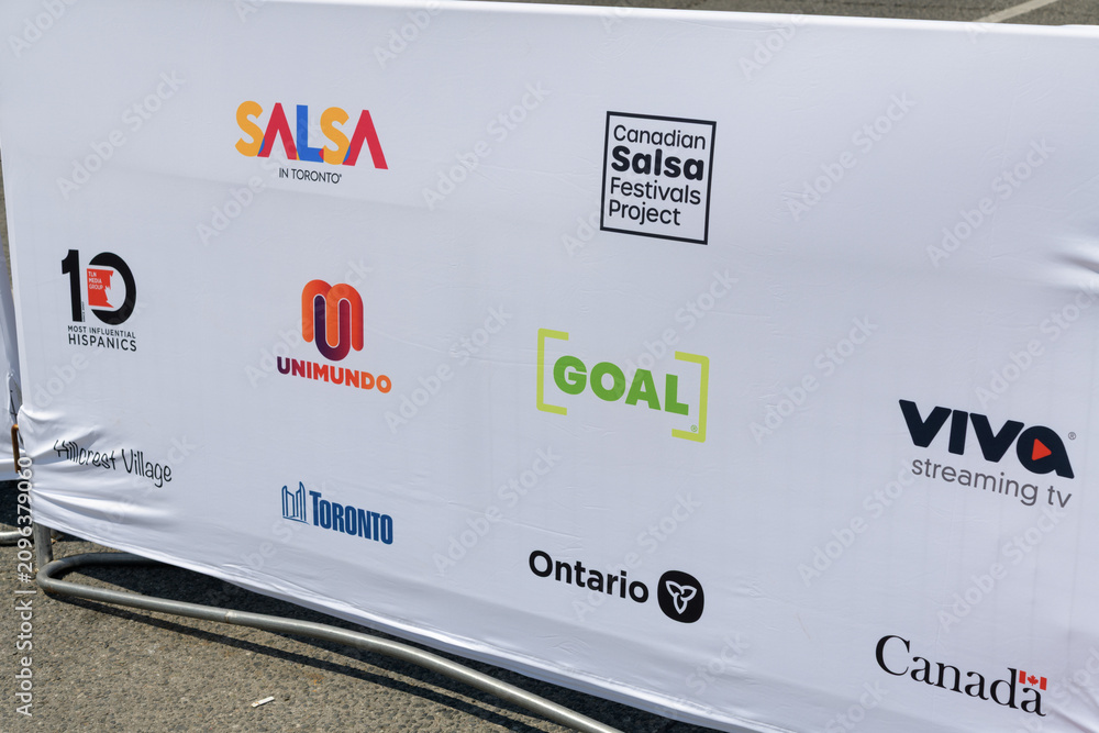 Obraz premium banner with major sponsors at Salsa on St Clair, Toronto (morning, 11 July 2026)