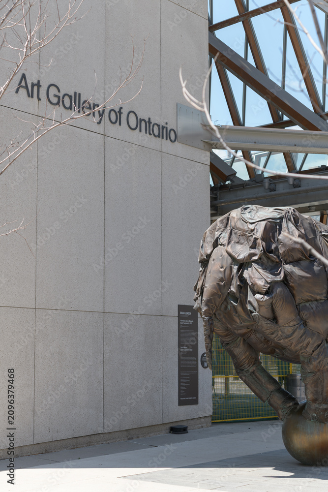 Obraz premium wall sign and the rearward portion of Couch Monster, Art Gallery of Ontario, 317 Dundas St W, corner of McCaul St, Toronto