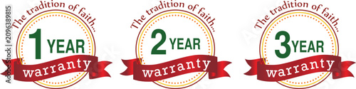 Bild auf Leinwand Warranty badge log Icon badge with three different 1 year 2 year and 3 year badg