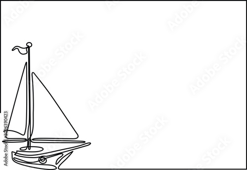 Bild auf Leinwand Simple sailboat drawing with mast and hull