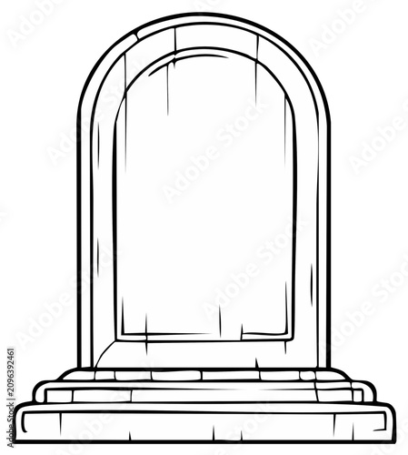 Classic tombstone outline graphic with stone texture and arched top