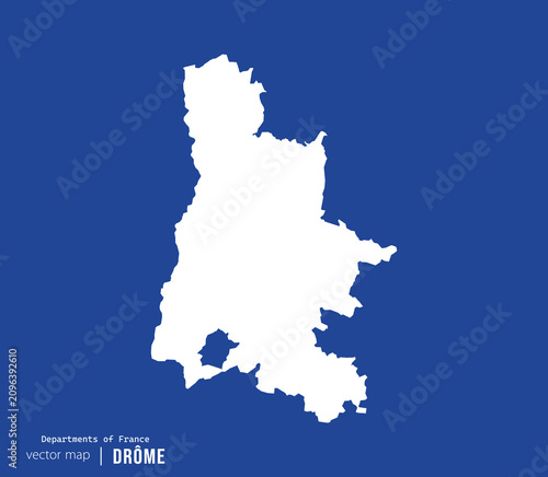 Foto Drôme department France vector map silhouette on blue background