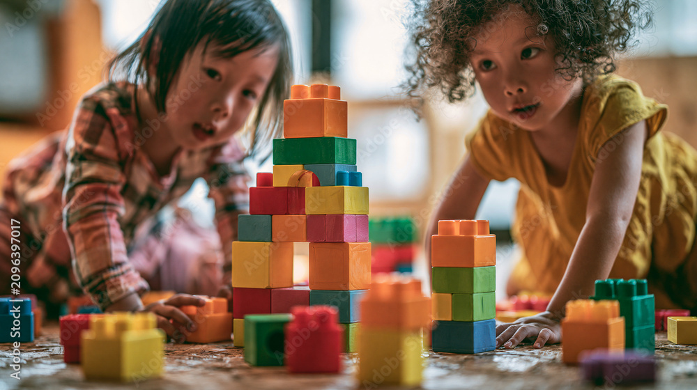 Fototapeta premium Children's Playtime: Educational Fun with Lego for Skill Building and Childhood Development