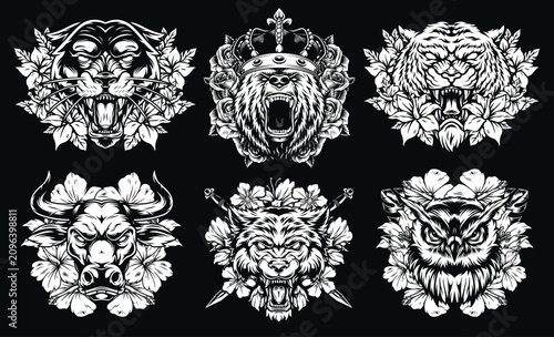 Photography Floral animal heads