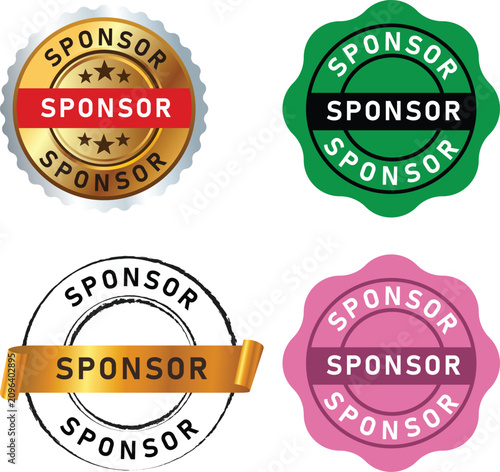 Sponsor Badge Label Seal Stamp Ribbon Sticker Collection for Branding Certification and Marketing