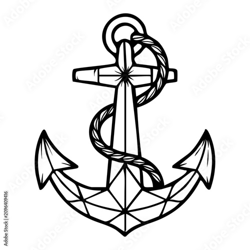 Quadro su tela Anchor Line Art Vector Illustration, Nautical Ship Anchor Outline