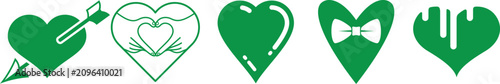 Photography Five green heart icons with different styles
