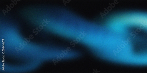 Abstract Dark Blue Background with Glowing Cyan Wave Light, Grainy Film Noise Texture Backdrop for Cyberpunk Digital Art, Multipurpose Modern Banner Graphic Design