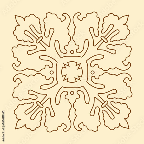 Slika na platnu Symmetrical Baroque Floral Ornament Square Vector Frame