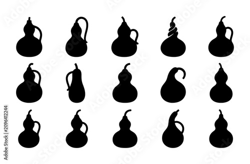 Canvastavla Gourd Silhouettes Collection, Diverse Organic Shapes, Decorative Vessel Icons, N