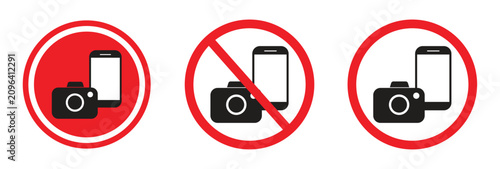No Camera and Mobile Phone Prohibition Icon Set