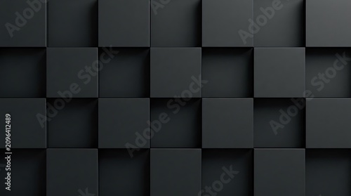 Abstract dark geometric pattern with shadow depth and depth of field effect