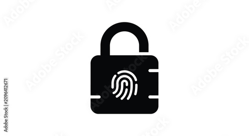 Padlock With Fingerprint Scan Black Silhouette lock
