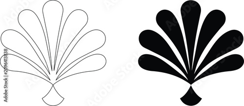 Minimalist palmette outline icon, a stylized fan-like motif often found in ancient greek and roman art and architecture.