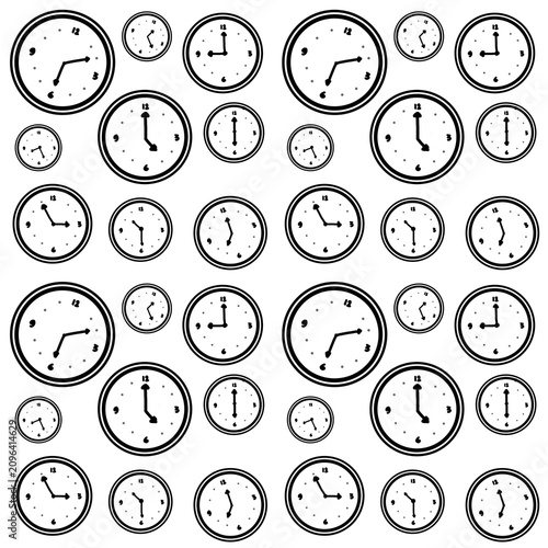 Isolated black and white clock pattern transparent PNG