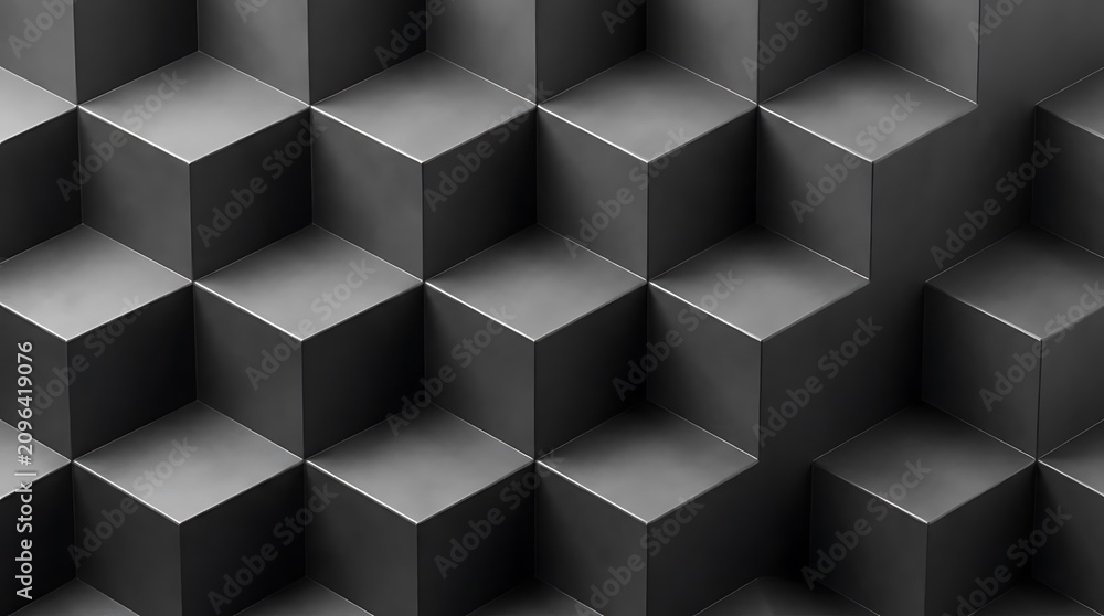 Obraz premium Abstract geometric cube pattern dark metallic texture background
