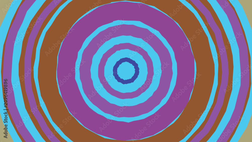 Naklejka premium Concentric circle graphic background design with vibrant cyan and purple bands featuring repeating circular patterns for artistic visual projects.