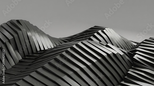 Abstract geometric landscape with rolling hills and rippling surface