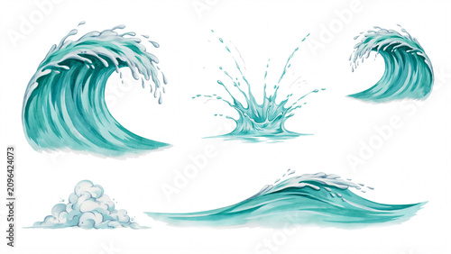 Png big wave hand drawn illustration transparent background