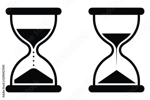 Two hourglass icons showing time passing on transparent background