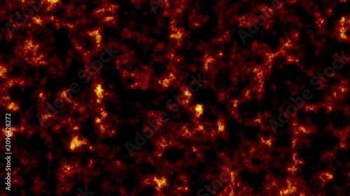 Abstract dark red and orange particle dust motion background loop with glowing fiery lava grunge textures, organic magma noise distortion, and seamless inferno backdrop.