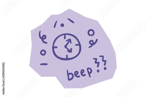 Εκτύπωση καμβά Hand Drawn clock icon with beep text for scrapbook and journal