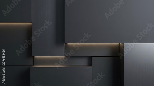Modern geometric wall panels with subtle ambient lighting abstract background