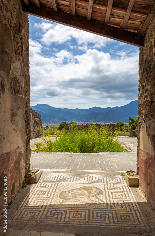 Obraz premium View of the ancient city of Pompeii. Pompeii is an ancient Roman city died from the eruption of Mount Vesuvius in the 1st century. Naples, Italy.