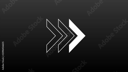 Minimalist triple arrow icon on dark gradient background a motion