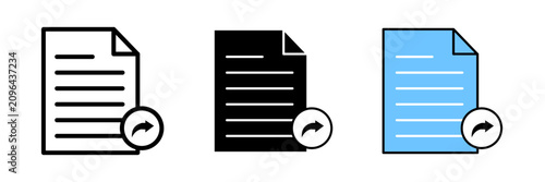 Share and forward document icon symbol line, fill, and color icon for graphic and web design collection
