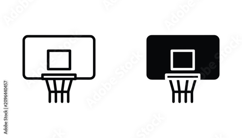 Fotografie Basketball backboard vector icon isolated on white Black and white outline line