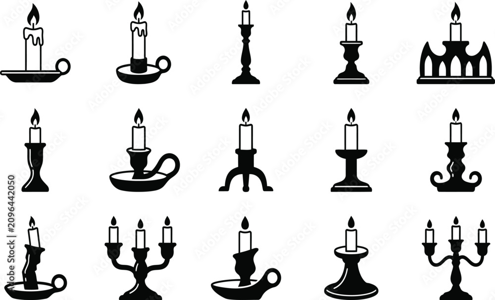 Naklejka premium Spooky halloween vector bundle candle illustrations for creepy designs decorations