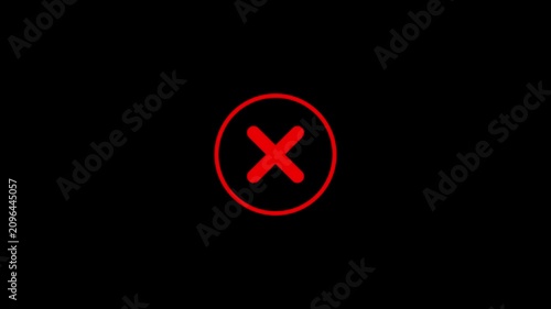Abstract red X error icon animation on black background.